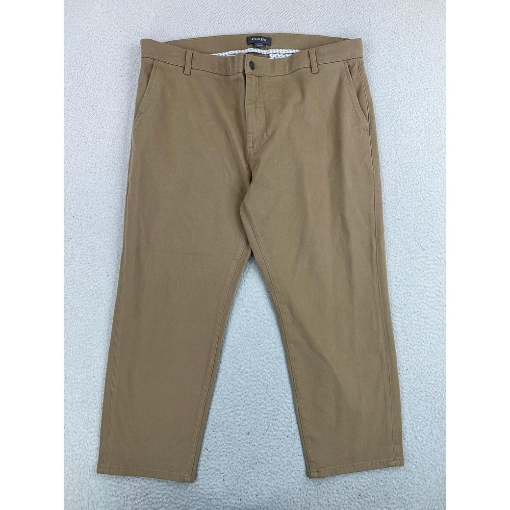 Ash & Erie Pants Mens 38x25 Beige Regular Fit Stretch Cotton Chino Casual Office